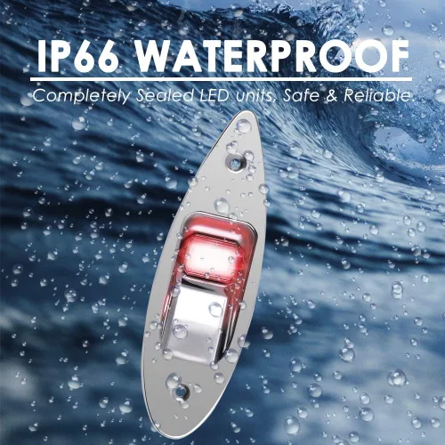 Vista 4 de Acelane Un par de luces de navegación para barcos, luces LED de arco de lágrima, 12 V, acero inoxidable, luz lateral marina, luces de señal de vela
