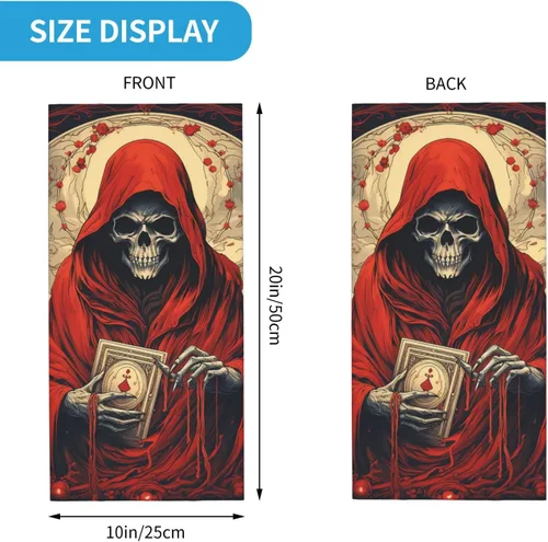 Vista 4 de CASGTNZ skull angel grim reaper Death Abstract red Neck Gaiter Face Cover Balaclava Gaiter Mask for Men Women Bandana for Motorcycle Cycling Riding