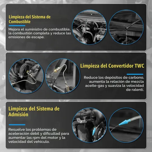 Vista 3 de Kit de herramientas de limpieza de inyector de combustible, limpiador de sistema de combustible sin desmontaje, 33.8 fl oz, 150 PSI, kit