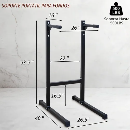 Vista 4 de Estación de barra de inmersión de altura ajustable, estación de inmersión resistente para gimnasio en casa, estación de inmersión multifunción