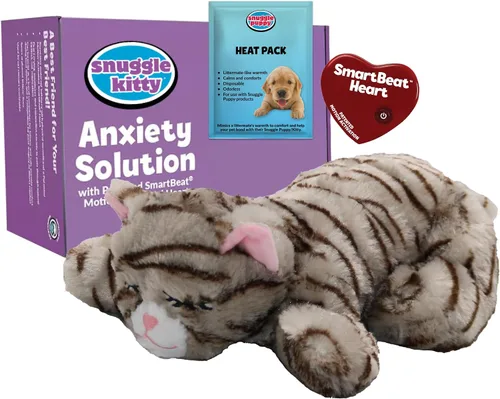 Vista 9 de Snuggle Kitty - Juguete para gatos con pulso y calor de sensación real, ayuda calmante para dormir para la ansiedad de los gatos, nuevos artículos