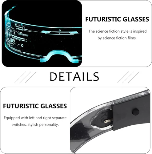 Vista 2 de BESTOYARD Gafas futuristas neón rave gafas luminosas Gafas LED Gafas de fiesta accesorios brillantes gafas transparentes para ropa niño LED Gafas