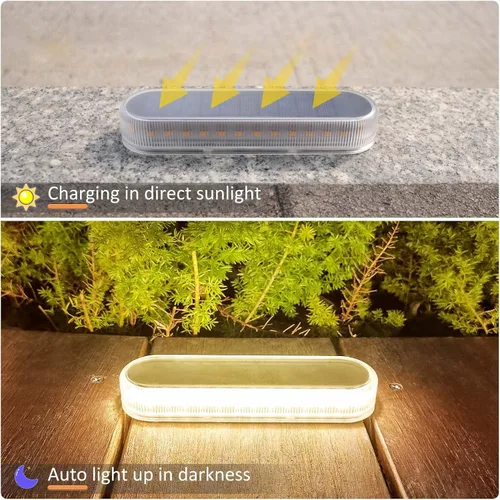 Vista 5 de Lacasa 4 unids Lámpara de pie solar al aire libre blanco cálido 2700K 40LM LED luz solar al aire libre decoración de patio IP68 impermeable Auto