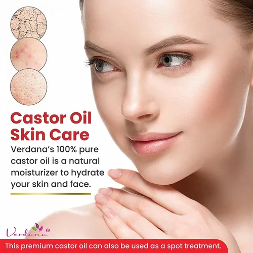 Vista 3 de Verdana Aceite de ricino orgánico, prensado en frío y sin hexano, para el cuidado del cabello y el cuero cabelludo, pestañas, cejas e hidratación