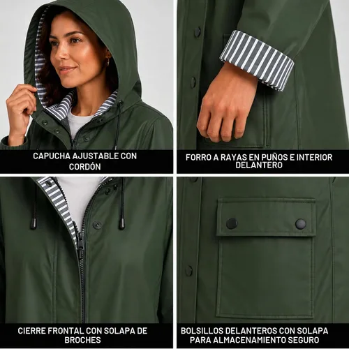 Vista 5 de URBAN REPUBLIC - Chaqueta de lluvia para mujer - Impermeable ligera y cortavientos para mujer (S-3XL)