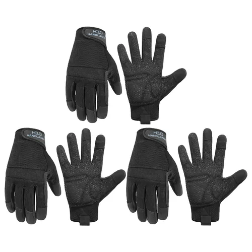 Vista 12 de HANDLANDY Guantes de trabajo de agarre para mujeres y hombres, guantes de trabajo de seguridad y utilidad para jardín, guantes de mecánicos Negro