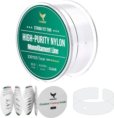 Vista 17 de Monofilament Fishing Line, Invisible Nylon Wire, Knot Guide Cards Transparente