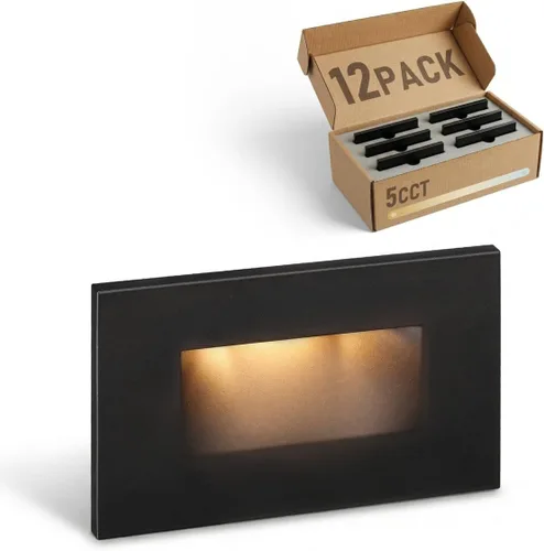 Vista 10 de LEONLITE - Luces LED para escalones de 3CCT 120V, 3.5W 110LM regulables del 5% al 100%, impermeables para interiores y exteriores, verticales, luz