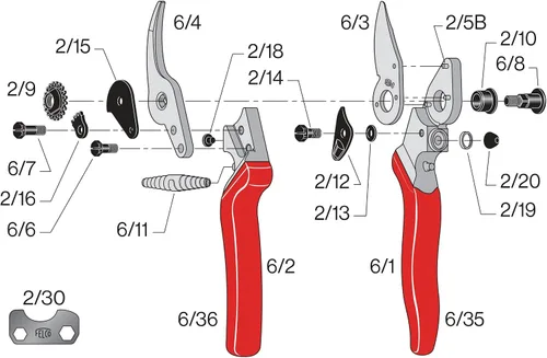 Vista 3 de Felco Tijeras de podar (F 6) y (F 310) - Podadoras de jardín con una sola mano de fabricación suiza de alto rendimiento