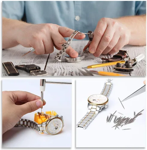 Vista 6 de Kingsdun Kit de reparación de reloj, herramienta de repuesto profesional de batería de reloj, enlace y removedor de espalda, kit de herramientas