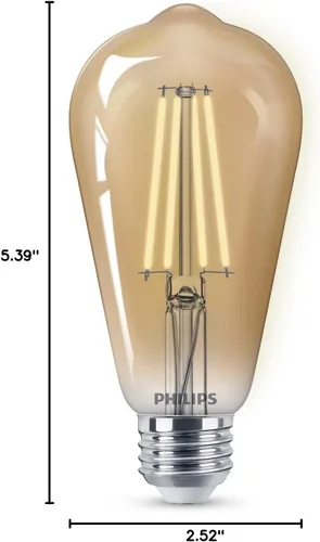 Vista 8 de PHILIPS LED 60W A19 Paquete de 8 bombillas de luz diurna ultra definición (5000 K) 800 lúmenes (8 W = 60 W) regulables sin parpadeo Ámbar (2000k)