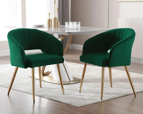 Vista 4 de KCC Silla de escritorio moderna de terciopelo Silla de acento tapizada Sillas capitoné Sillas de comedor Sillas de tocador Sillas laterales con Verde