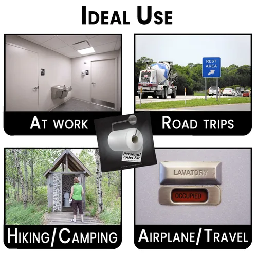 Vista 3 de Kit de inodoro personal para llevar, paquete de 10 unidades, kit de baño público desechable, envuelto individualmente para kit de protección
