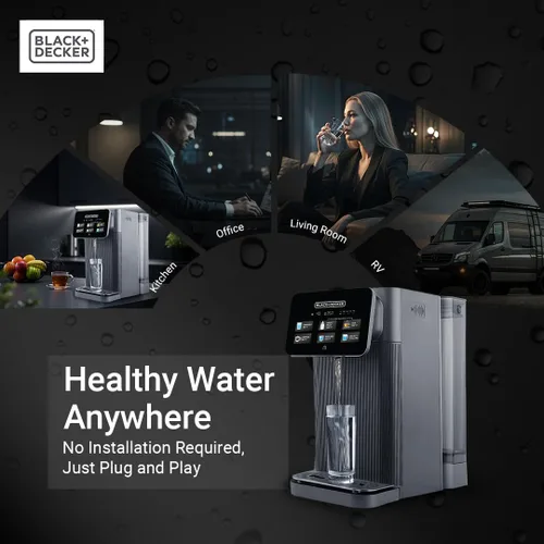 Vista 8 de BLACK+DECKER Filtro de agua RO+UV para encimera Agua caliente y ambiental Sistema de filtración de 5 etapas con remineralización Probado por