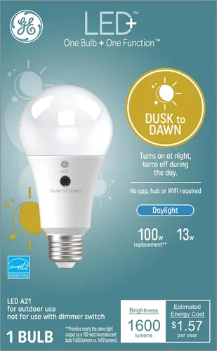 Vista 13 de GE General Electric LED+ del Anochecer al Amanecer Blanco Suave A21 (Paquete de 1)