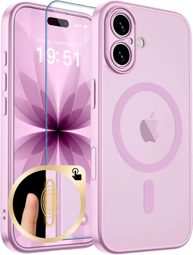 Vista 307 de zapica Funda magnética para iPhone Air, con protector de pantalla de vidrio templado, compatible con MagSafe, translúcida mate, a prueba de golpes