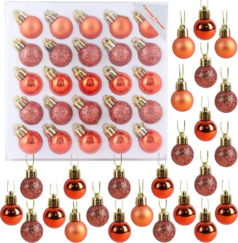Vista 22 de Christmas Concepts® Juego de 25 mini bolas para árbol de Navidad - 25 mm - Adornos colgantes decorados con acabado brillante, mate y purpurina