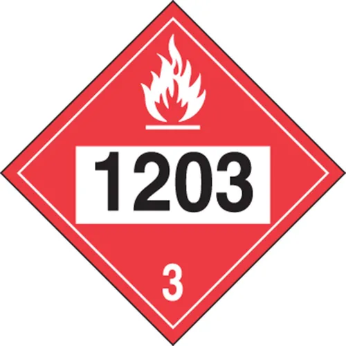 Vista 2 de Accuform Hazard Class 3, 1203 (Gasolina), vinilo adhesivo DOT de 4 dígitos, 10.25 x 10.75 pulgadas, MPL733VS1 (paquete de 2)