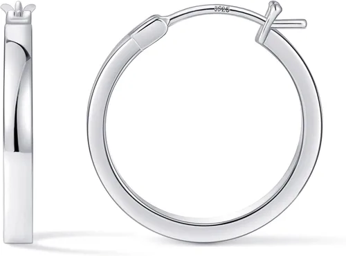 Vista 21 de Aretes de aro para mujer, aros planos chapados en oro de 14 quilates Dorado
