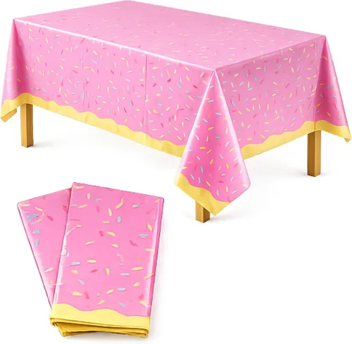 Vista 33 de Paquete de 3 manteles florales de plástico para suministros de fiesta de primer cumpleaños de bebé niña (54 x 108 pulgadas)
