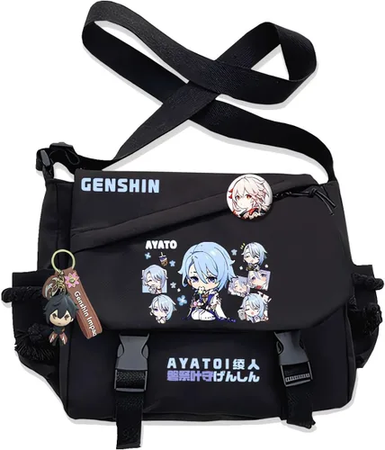 Vista 17 de Bolso Furina Crossbody Bag Single Shoulder Bag Adulto Anime 3D Print Mochila Negro Bolsa