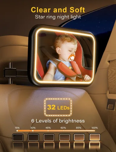 Vista 11 de Espejo de Coche para Bebé con Luz para Asiento de Coche Recargable 2000mA, Espejo de Coche para Bebé con Gancho de Clip, Diseño para Asiento