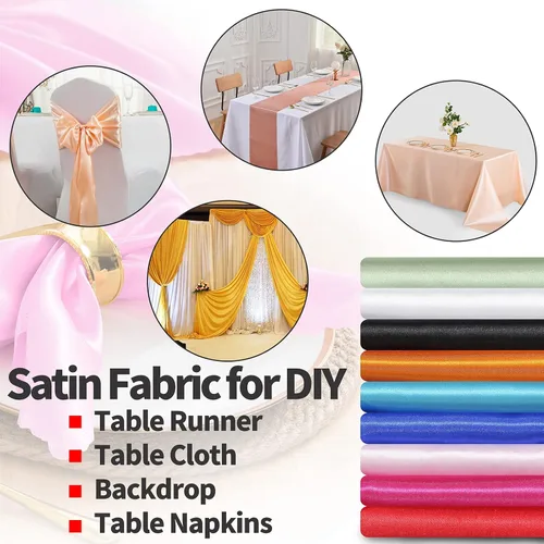 Vista 6 de Horbaunal Tela de Satén Negro de 60 Pulgadas de Ancho por Yarda, Tela de Satén Charmeuse Suave para Vestido de Novia, Manualidades DIY, Disfraces, 1