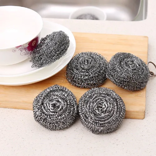 Vista 6 de KTOJOY - Juego de 6 estropajos de lana de acero inoxidable Stainless steel scrubbers for kitchen, bathroom, pots, pans, grill; heavy duty