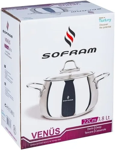 Vista 7 de Venus - Olla profunda de acero inoxidable con tapa de vidrio, olla de sopa profunda adecuada para estufa de inducción (6.8 cuartos de galón (6.4 L))