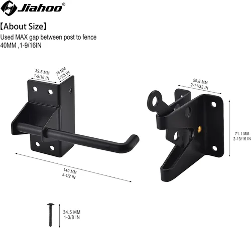 Vista 5 de Pestillo de puerta automático resistente para cercas de madera, puertas de metal autobloqueantes para cercas de vinilo que salen a la puerta