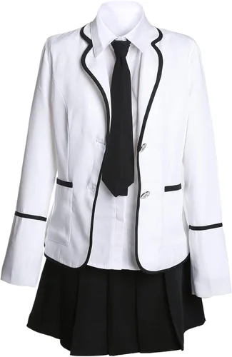 Vista 13 de URSFUR Conjunto de uniforme escolar japonés de estilo británico para mujer, disfraz de cosplay de anime para niña Estilo 1