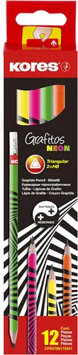 Vista 7 de Kores Caja de lápices de madera de grafito negro de 12 lápices, estilo ergonómico triangular