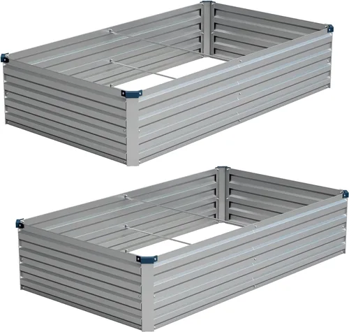 Vista 16 de Vengarus Kit de cama de jardín galvanizado elevado de 6 x 3 x 1 pies (paquete de 2), maceta de metal para exteriores, contenedor rectangular de Negro