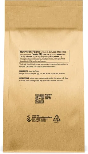 Vista 2 de INGREDIENTES ORIGINALES PUROS, Proteína de arroz integral, 1 libra