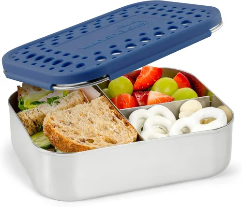 Vista 23 de LunchBots Medium Uno - Recipiente para sándwiches de acero inoxidable, diseño abierto para envolturas, ensaladas o una comida pequeña, ecológico