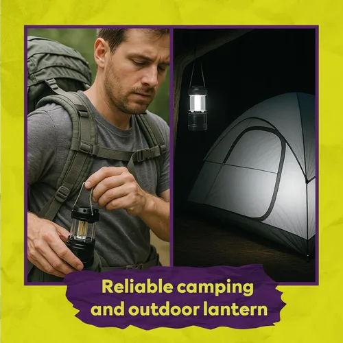 Vista 4 de ATack Linterna LED para campamento, funciona con pilas, paquete de 4 linternas de campamento para cortes de energía, luces colgantes plegables