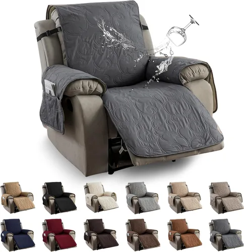 Vista 14 de Funda reclinable 100% impermeable para sofá biplaza, 4 piezas divididas para sofá reclinable de 2 asientos, funda de sofá reclinable antideslizante