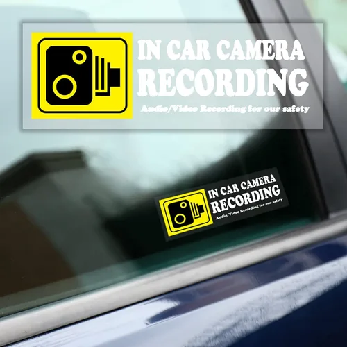 Vista 2 de 4 calcomanías de grabación de audio y video para ventana de automóvil, calcomanías de grabación de cámara de automóvil para viajes compartidos