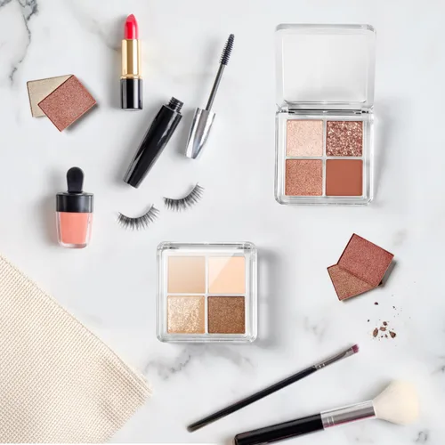Vista 3 de Beaupretty Paleta de sombra de ojos vacía 4 rejillas sombra de ojos lápiz labial caja de almacenamiento caja de maquillaje transparente DIY