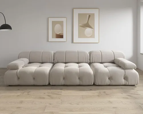 Vista 5 de JACH Sofá modular convertible de 104 pulgadas, sofás minimalistas de terciopelo de mediados de siglo, sofá ancho de 3 asientos moderno de lujo