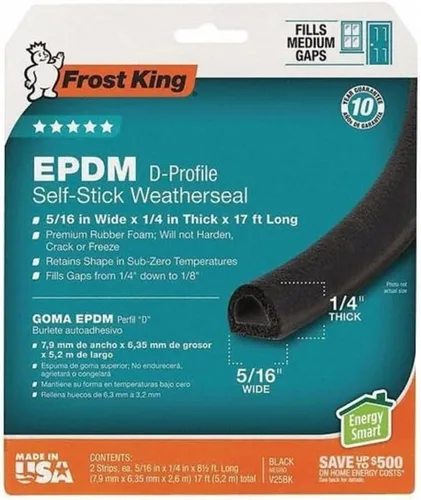 Vista 7 de Frost King V23WA Cinta de sellado meteorológico de goma acanalada autoadhesiva, 3/8" A, 1/8" G, 17 pies L, Blanco