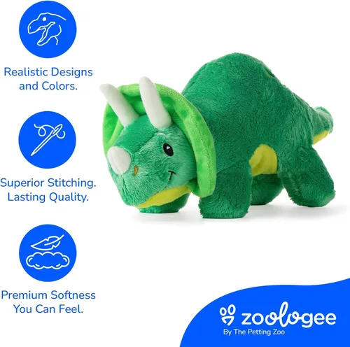 Vista 7 de The Petting Zoo ZOOLOGEE - Peluche de dinosaurio de bebé Triceratops de 11 pulgadas