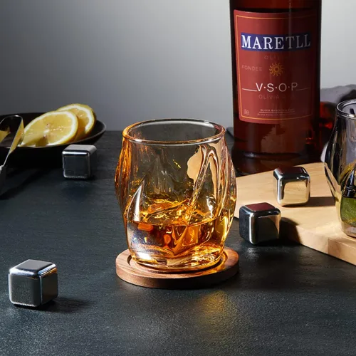 Vista 3 de Juego de 2 vasos de whisky, vasos de rocas, vasos de 8.5 OZ, vasos de cóctel de cristal creativos con diseño retorcido para bourbon, escocés