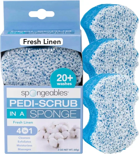 Vista 16 de Spongeables Pedi Scrub Foot Exfoliating 20+ Wash Sponge, aceite de argán, 2