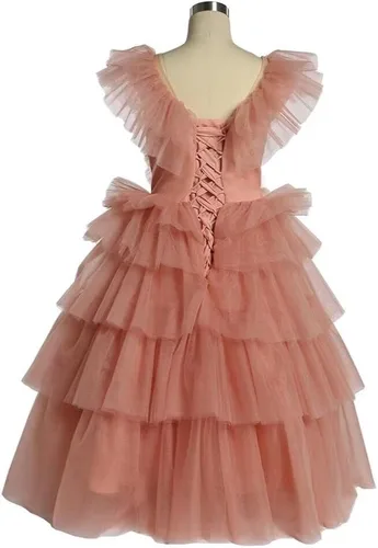 Vista 3 de Vestido de tul para niña de flores para boda, vestido de desfile para niños, vestido largo hinchado para fiesta de graduación