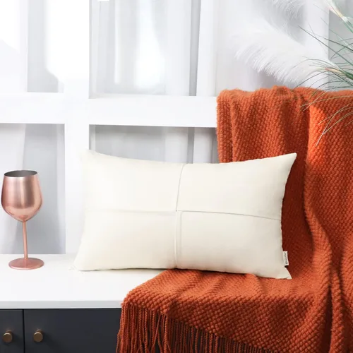 Vista 60 de BRAWARM Fundas de Almohada Decorativas de Cuero Sintético 12 X 20 Pulgadas, Fundas de Almohada Lumbar de Cuero Naranja Paquete de 2, Almohadas