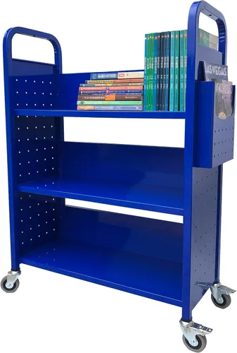 Vista 12 de Workington Carrito de libros con 3 estantes planos, carrito de libros de biblioteca con ruedas giratorias bloqueables 3001, verde manzana Manzana