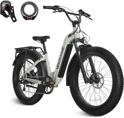 Vista 12 de VELOWAVE Bicicleta eléctrica de 26 pulgadas con neumático grueso Ebike eléctrica para adultos con 750 W (pico 1000 W) motor sin escobillas 48 V 15