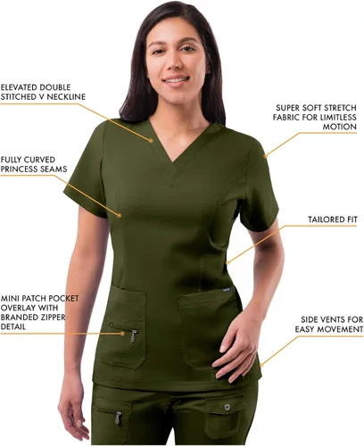 Vista 3 de Adar Pro - Ropa quirúrgica para mujer, con cuello en V elevado