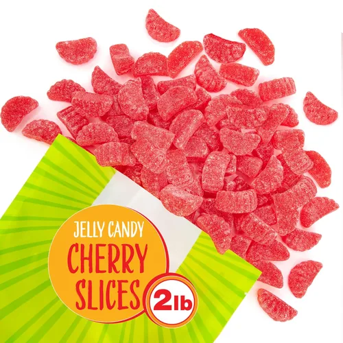 Vista 3 de Cherry Slices Jelly Candy, rebanadas de frutas con sabor a cereza, bolsa